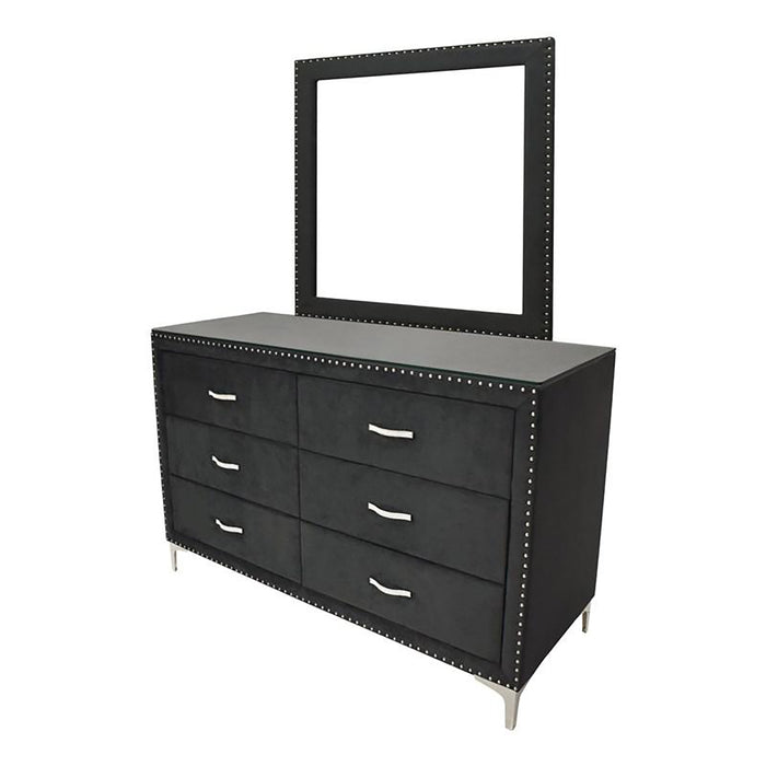 Crown Mark Furniture Lucinda 6 Drawer Dresser in Black