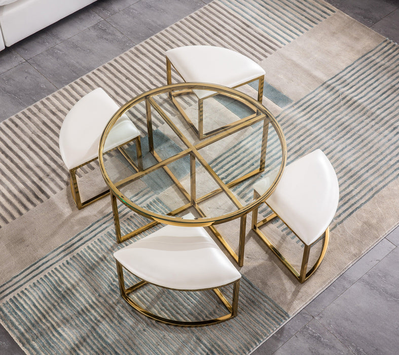 CT1029G COFFEE TABLE WITH 4 STOOLS