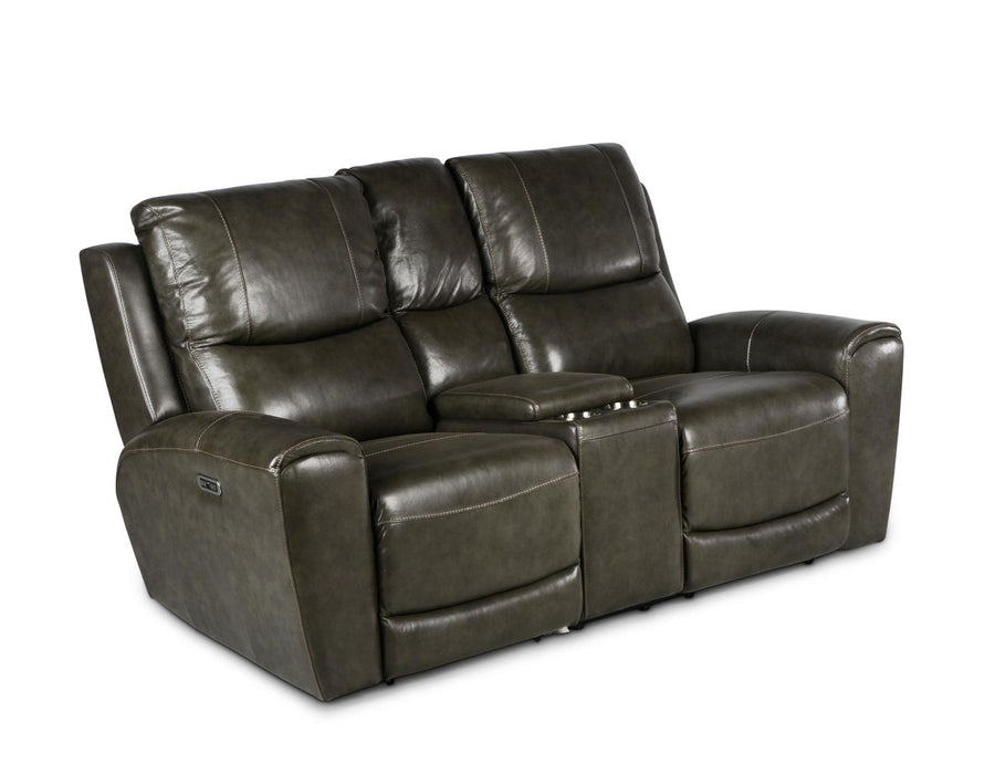 Steve Silver Laurel Leather Dual Power Reclining Console Loveseat in Grey