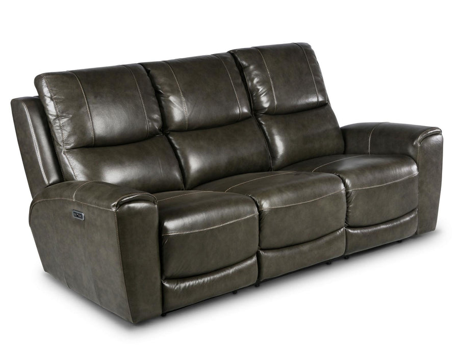 Steve Silver Laurel Leather Dual Power Reclining Sofa in Grey