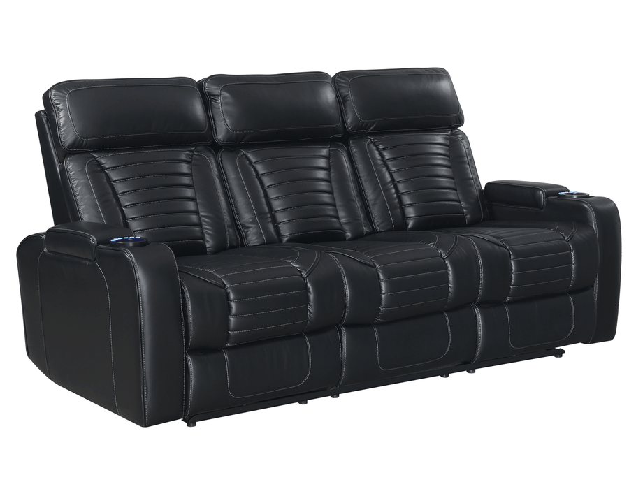 Steve Silver Lavon Dual Power Leatherette Reclining Sofa in Midnight