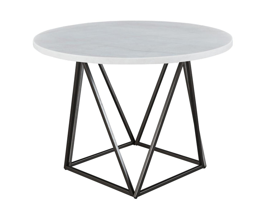 Steve Silver Ramona White Marble Top Round Dining Table in Deep Bronze