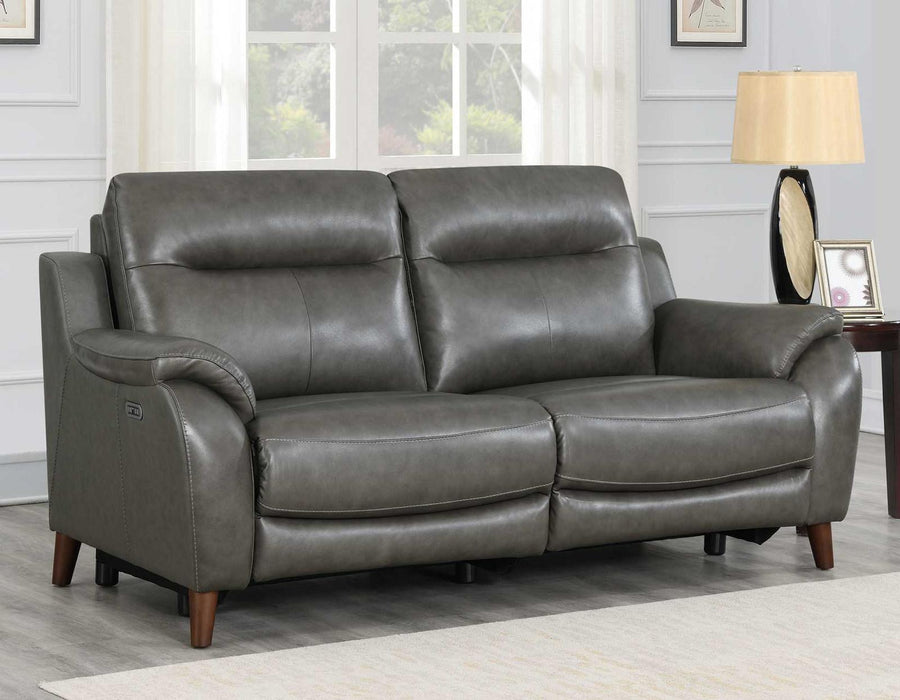 Steve Silver Trento Dual Power Leather Reclining Sofa in Charcoal