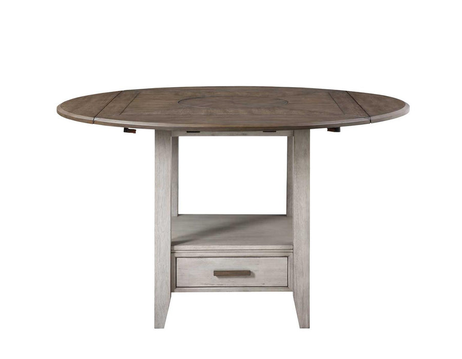 Steve Silver Abacus Round Drop Leaf Storage Table in Smoky Alabaster