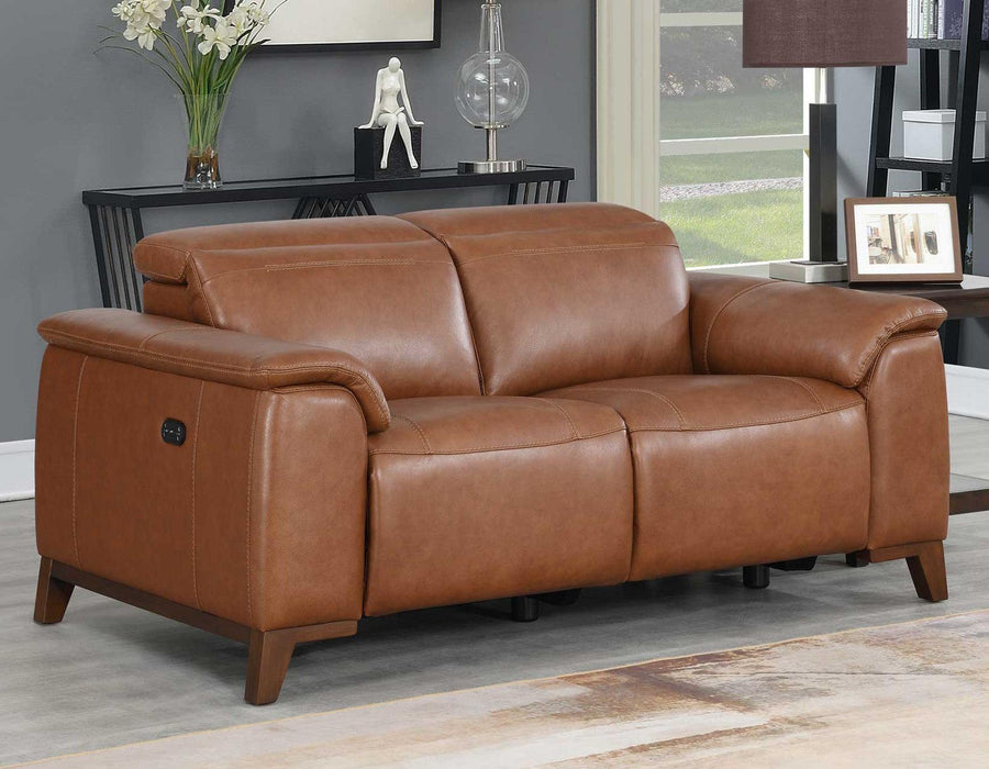 Steve Silver Bergamo Dual-Power Leather Reclining Loveseat in Mocha