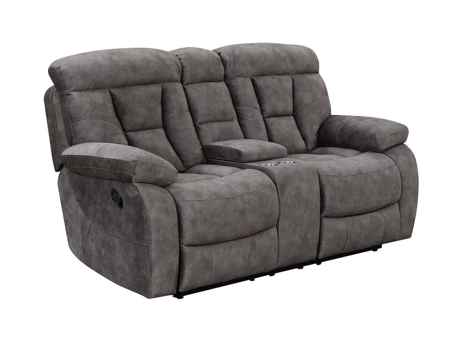 Steve Silver Bogata Manual Reclining Console Loveseat in Majestic Mushroom