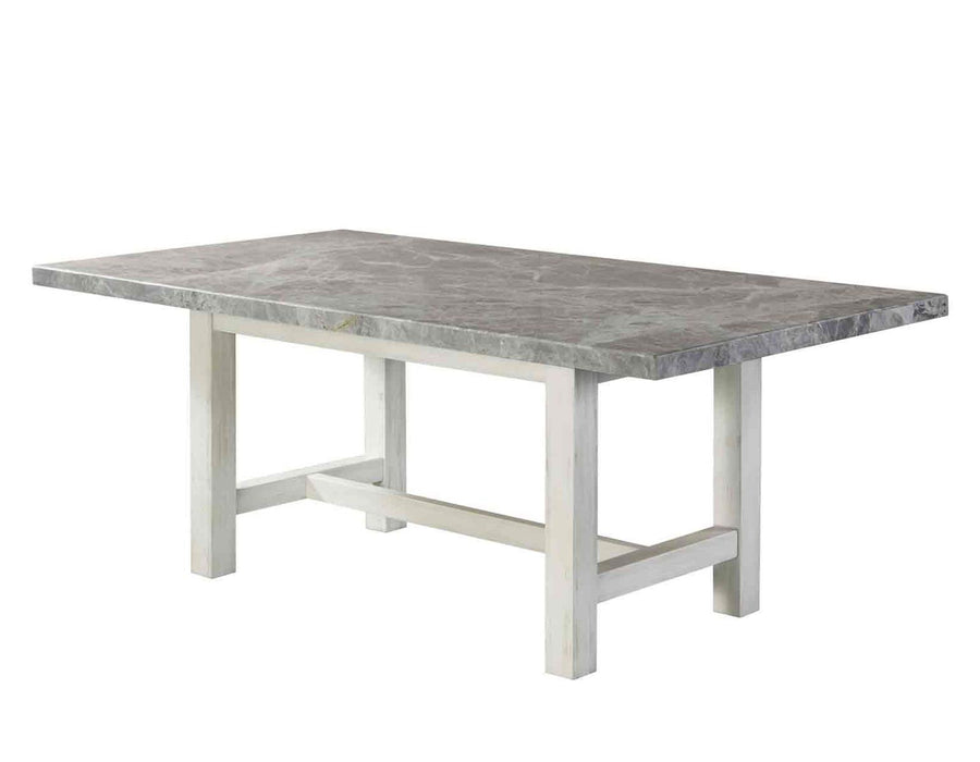 Steve Silver Canova Gray Marble Top Dining Table in Cathedral White