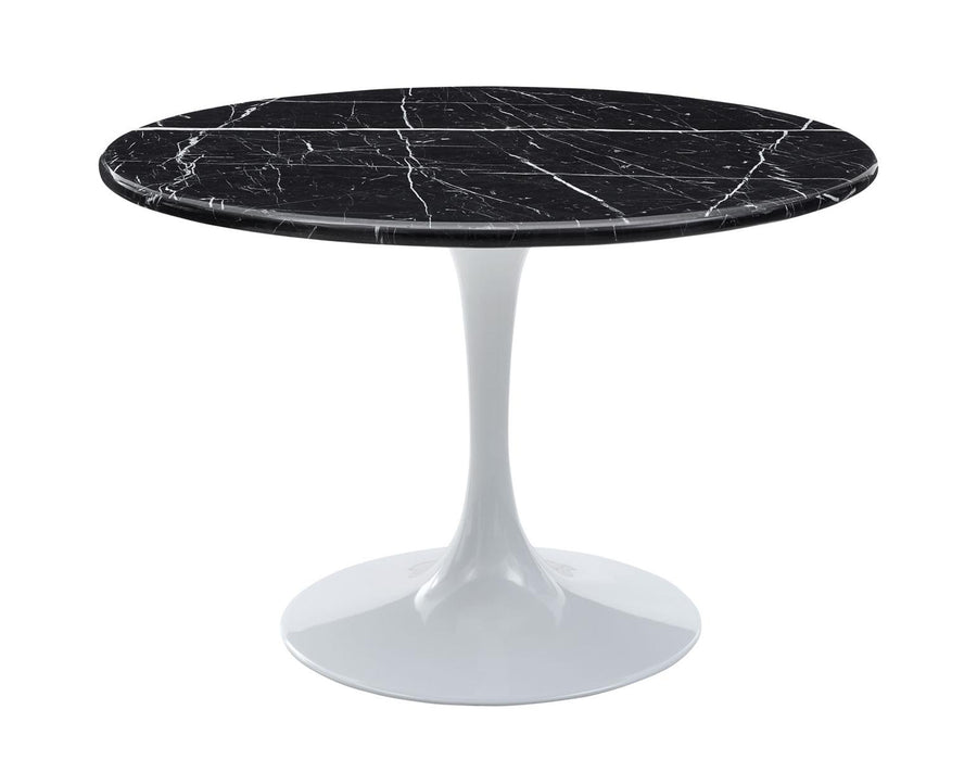 Steve Silver Colfax Round Black Marquina Marble Top Dining Table in Black