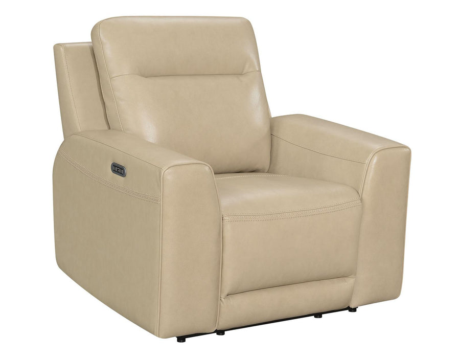 Steve Silver Doncella Leather Dual Power Recliner in Surly Sand