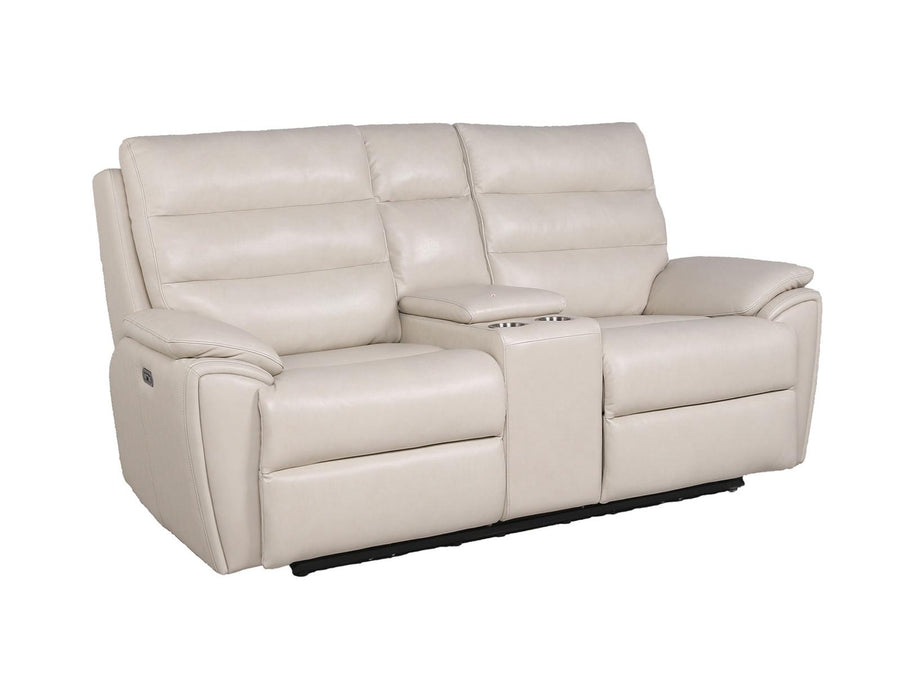 Steve Silver Duval Leather Dual Power Reclining Loveseat in Impressive Ivory