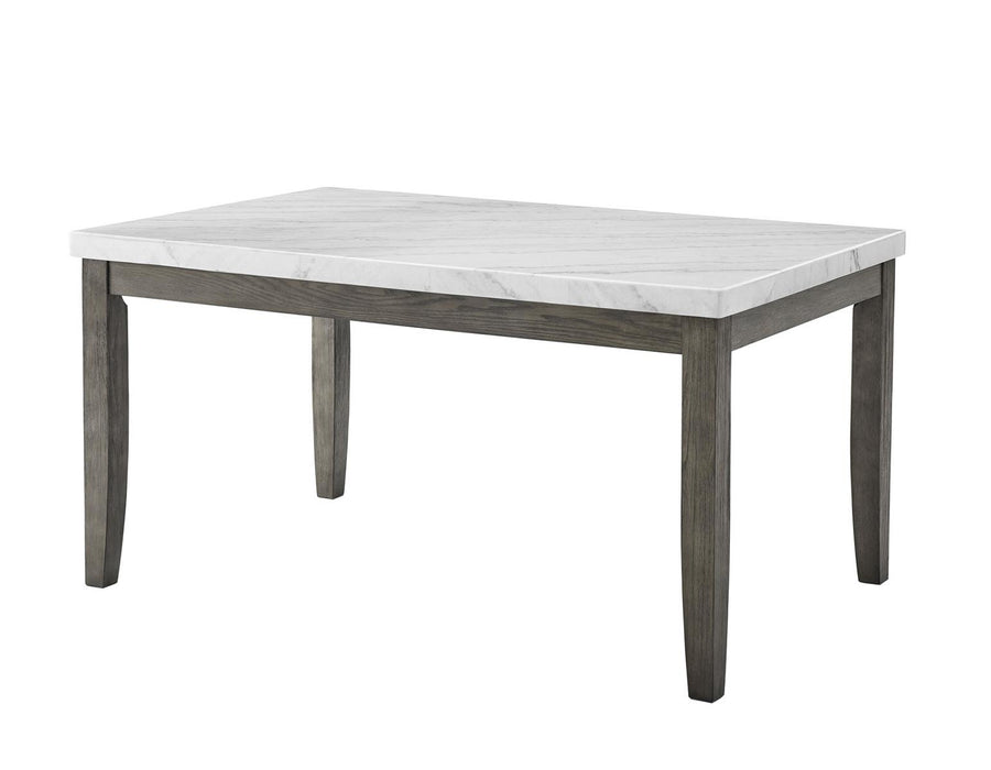 Steve Silver Emily White Marble Top Dining Table in Mossy Grey