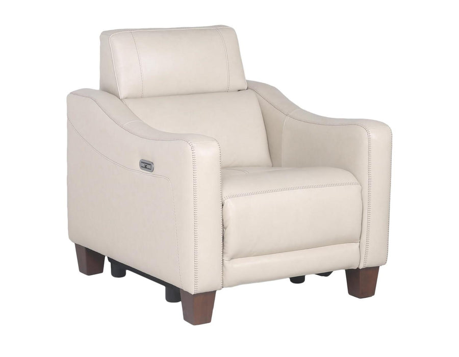 Steve Silver Giorno Dual Power Leather Recliner in Ivory
