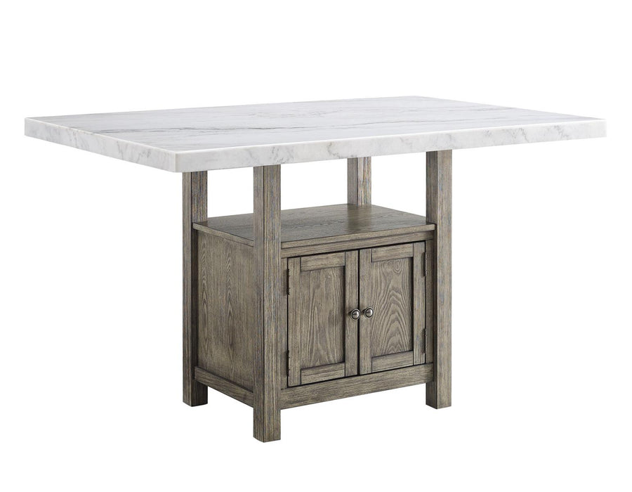Steve Silver Grayson White Marble Counter Storage Table in Driftwood