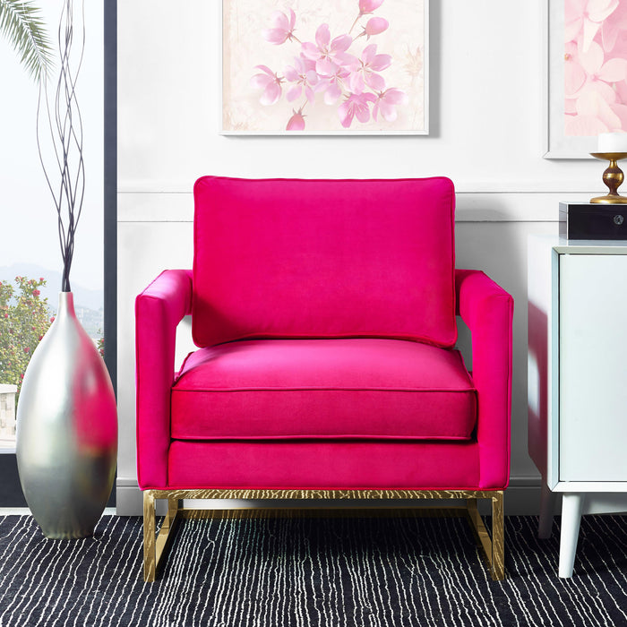 Avery Pink Velvet Chair With Polished Gold Base - UK