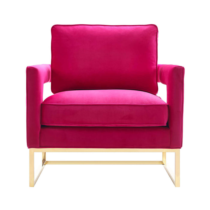 Avery Pink Velvet Chair With Polished Gold Base - UK