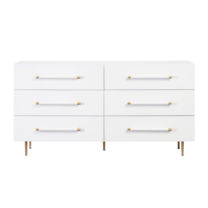 Trident White 6 Drawer Dresser - UK