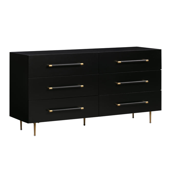 Trident Black 6 Drawer Dresser - UK