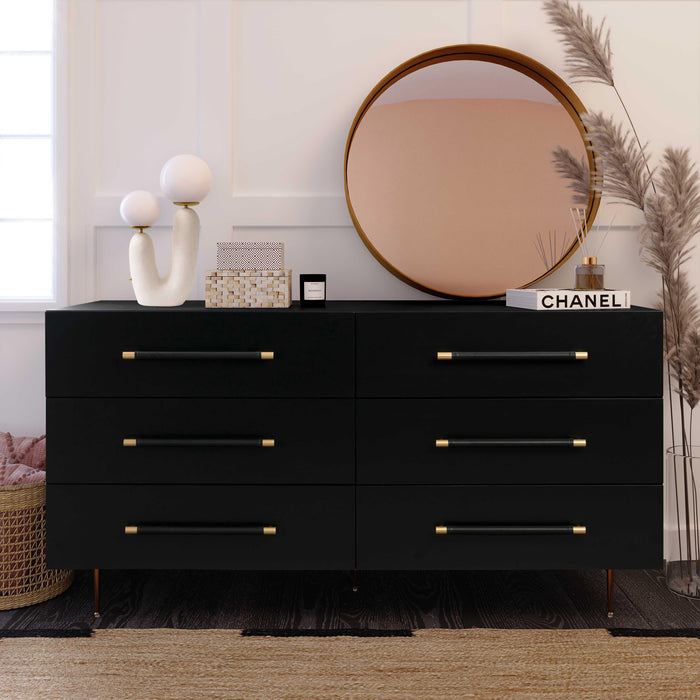 Trident Black 6 Drawer Dresser - UK