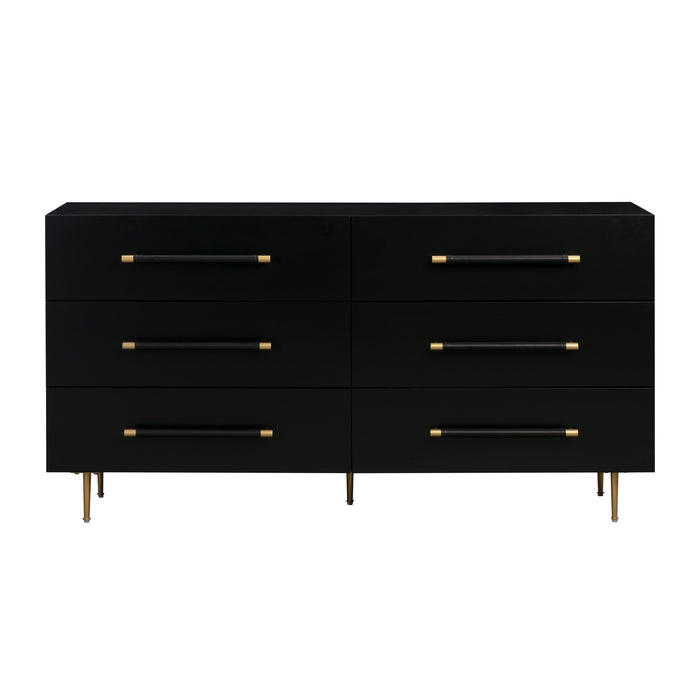 Trident Black 6 Drawer Dresser - UK