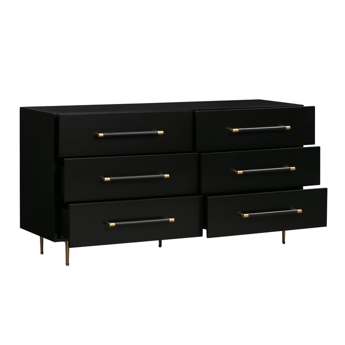 Trident Black 6 Drawer Dresser - UK