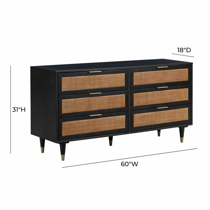 Sierra Noir 6 Drawer Dresser - UK