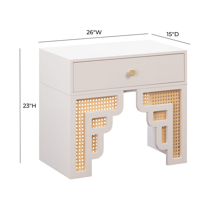 Suzie Cream & Rattan Nightstand - UK