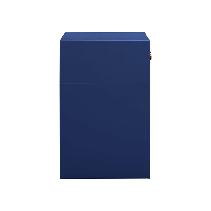 Suzie Navy & Rattan Nightstand - UK