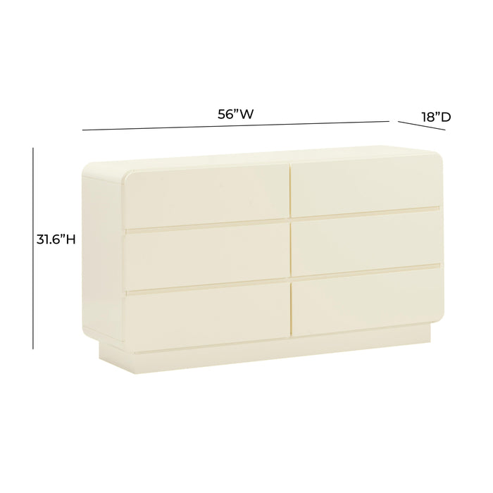 Sagura Cream 6-Drawer Dresser - UK
