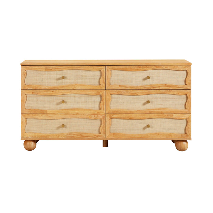 Grappa Natural Wood & Rattan Wavy Dresser