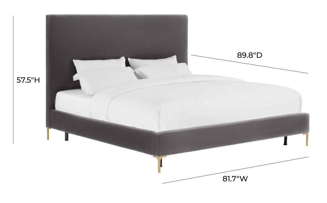 Delilah Grey Velvet Bed in King