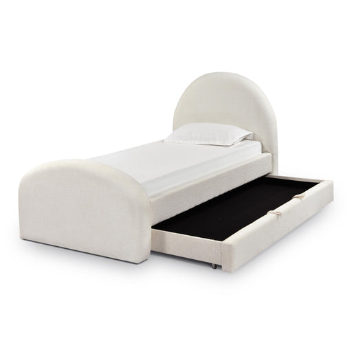 Moon Cream Boucle Twin Trundle Bed - MR ZEE FURNITURE
