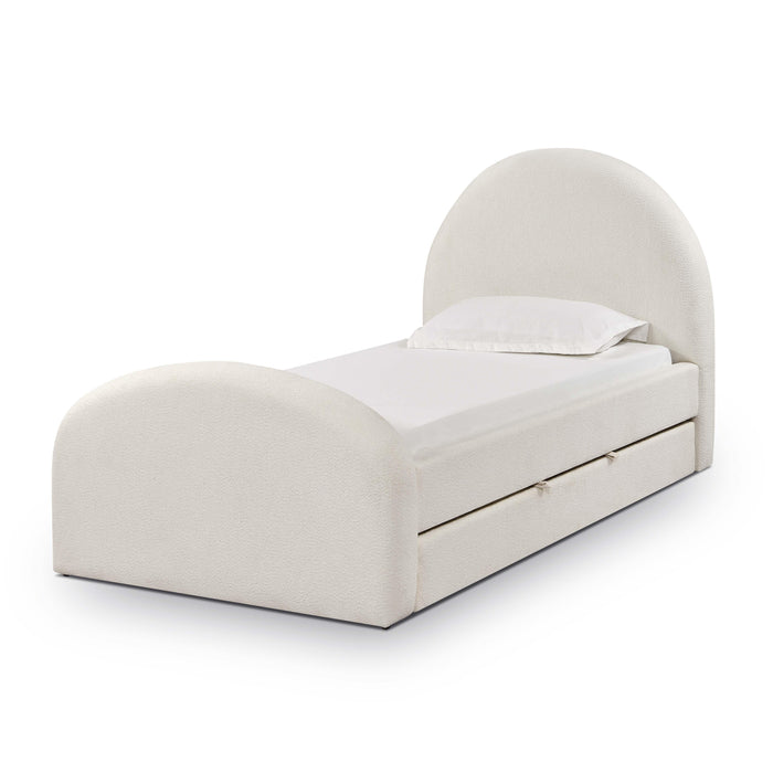 Moon Cream Boucle Twin Trundle Bed - MR ZEE FURNITURE
