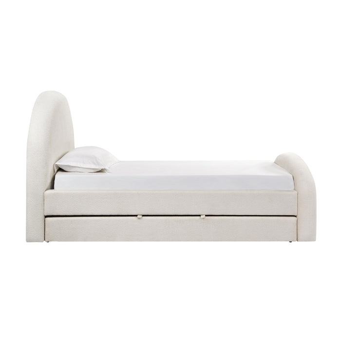 Moon Cream Boucle Twin Trundle Bed - MR ZEE FURNITURE