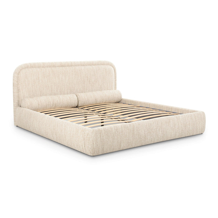 Murielle Taupe Textured Boucle Queen Bed