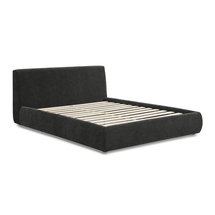 Isla Charcoal Textured Velvet Queen Bed