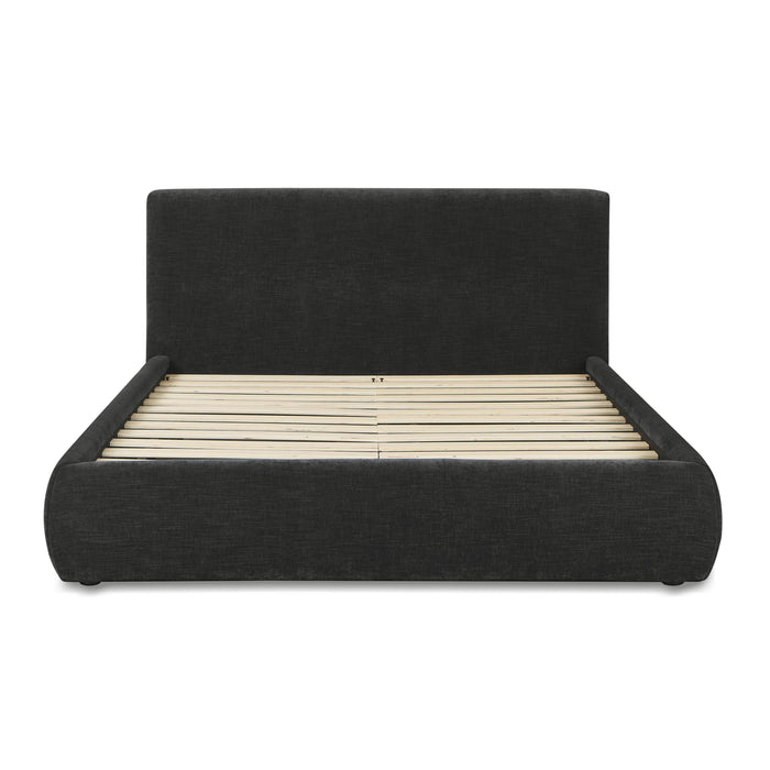 Isla Charcoal Textured Velvet Queen Bed