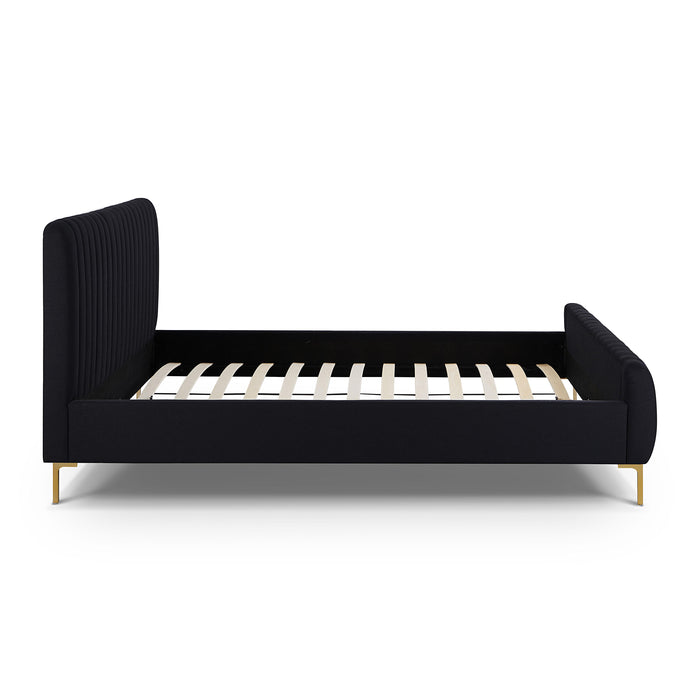 Angela Black Upcycled Linen King Bed