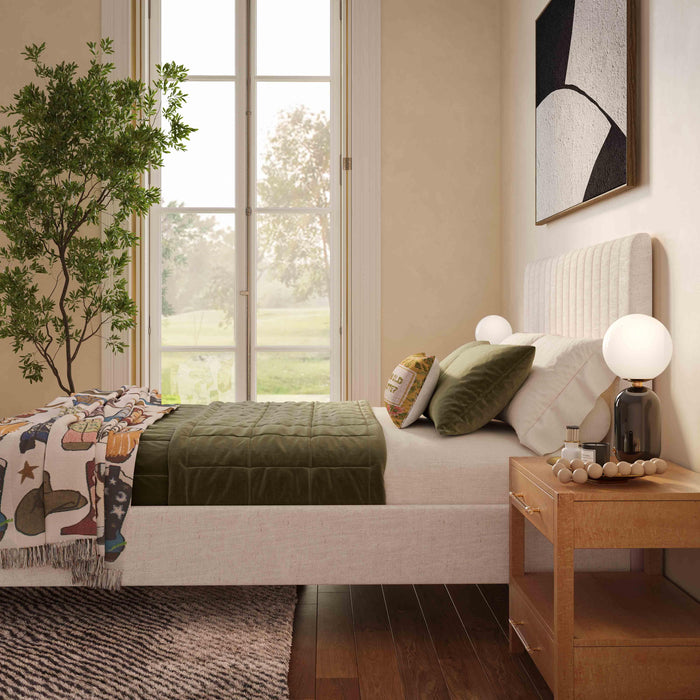 Angela Natural Upcycled Linen Queen Bed