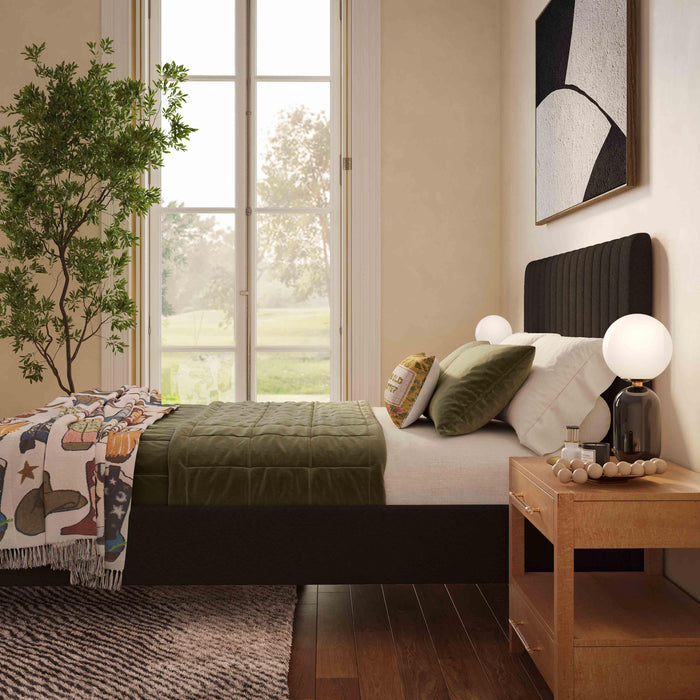 Angela Black Upcycled Linen Queen Bed