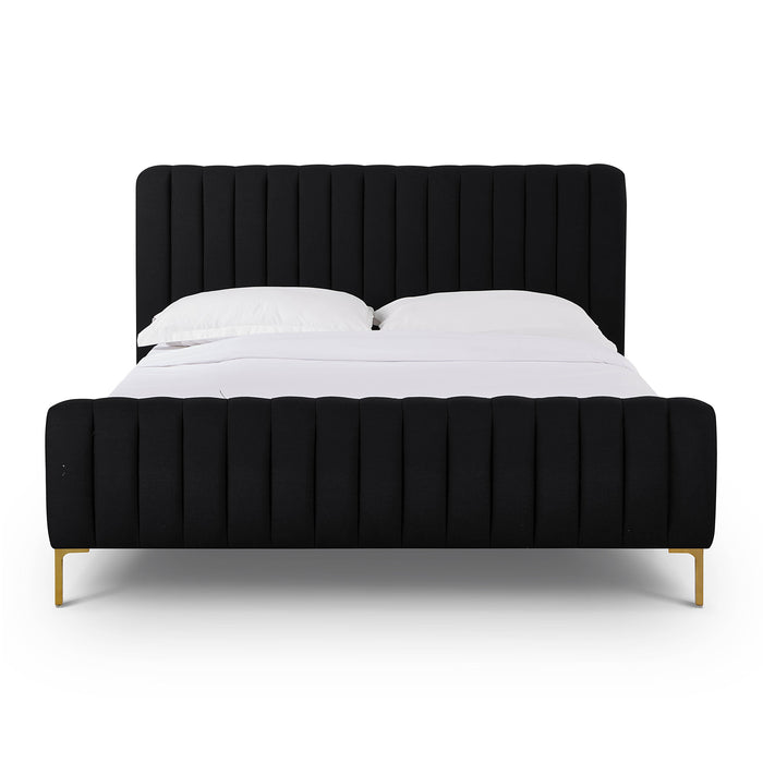 Angela Black Upcycled Linen Queen Bed