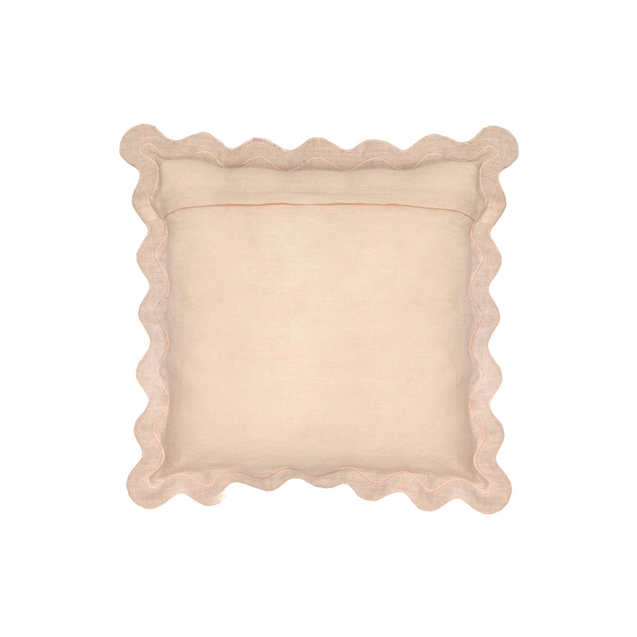 Scalloped Edge Cream and Rust Cotton Velvet Throw Pillow 9