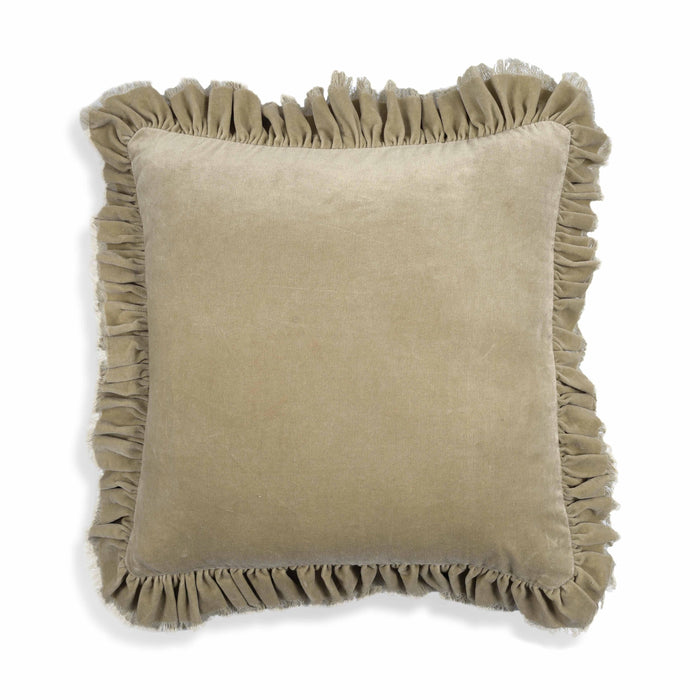 Alessia Distressed Beige Velvet Pillow