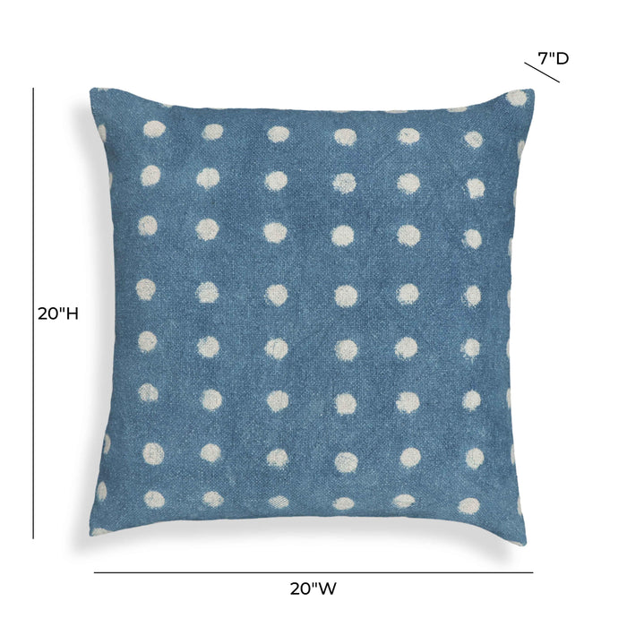 Indigo Dots Cotton 20 inch Square Accent Pillow