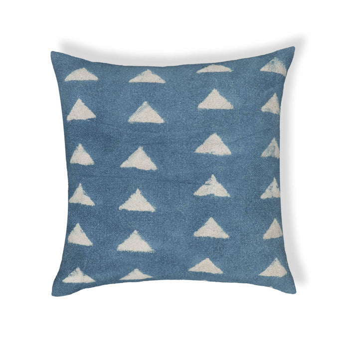 Indigo Triangles Cotton 20 inch Square Accent Pillow
