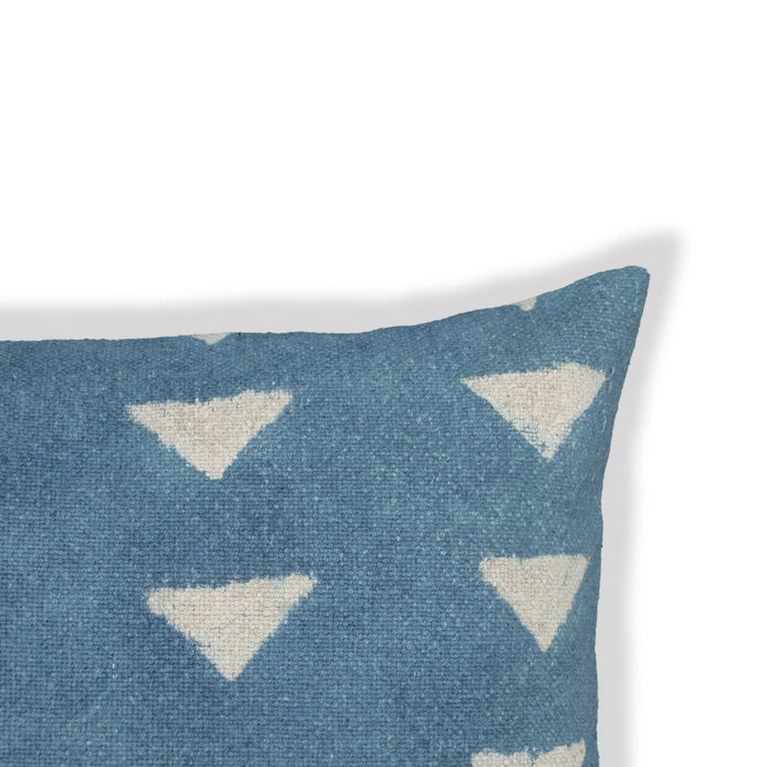 Indigo Triangles Cotton 20 inch Square Accent Pillow