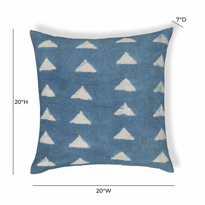 Indigo Triangles Cotton 20 inch Square Accent Pillow