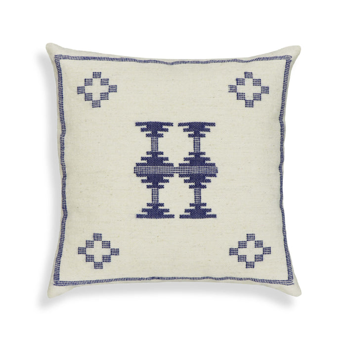 Aztec Cream & Indigo Wool 20 inch Square Accent Cushion
