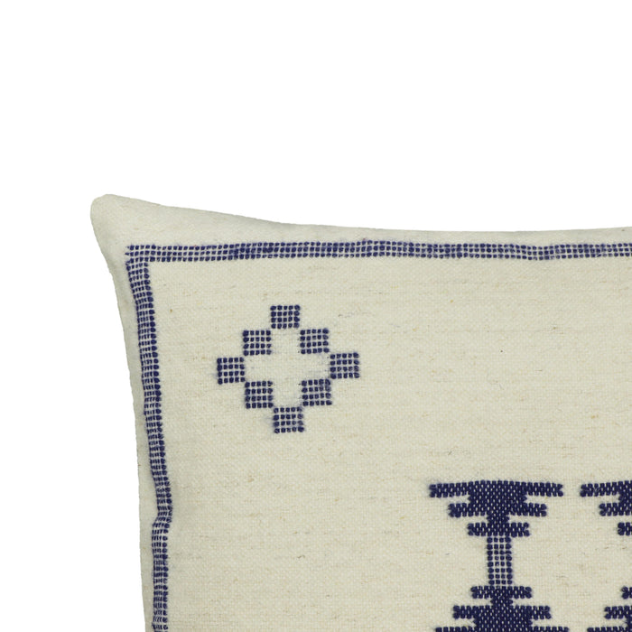 Aztec Cream & Indigo Wool 20 inch Square Accent Cushion
