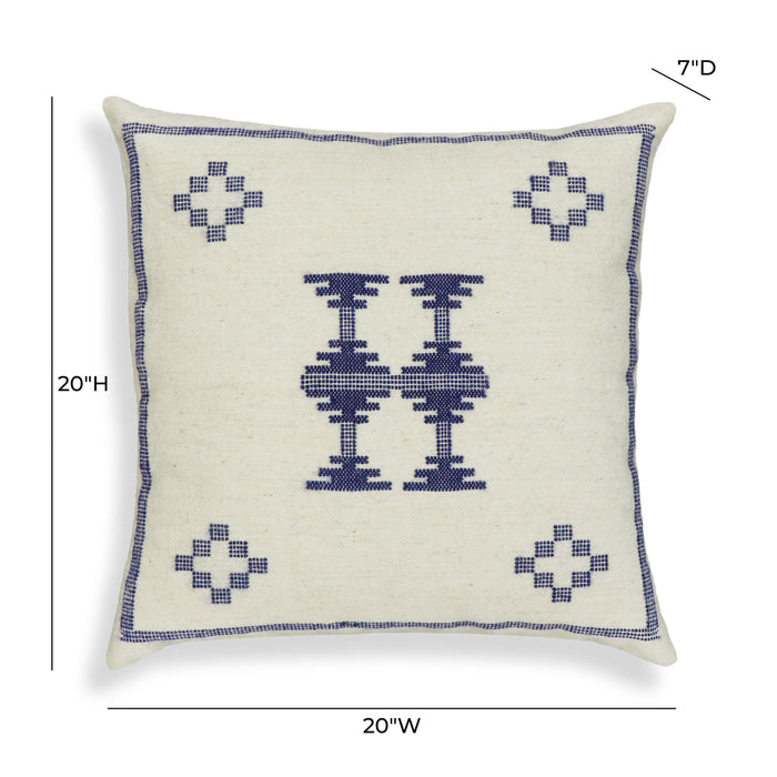 Aztec Cream & Indigo Wool 20 inch Square Accent Cushion