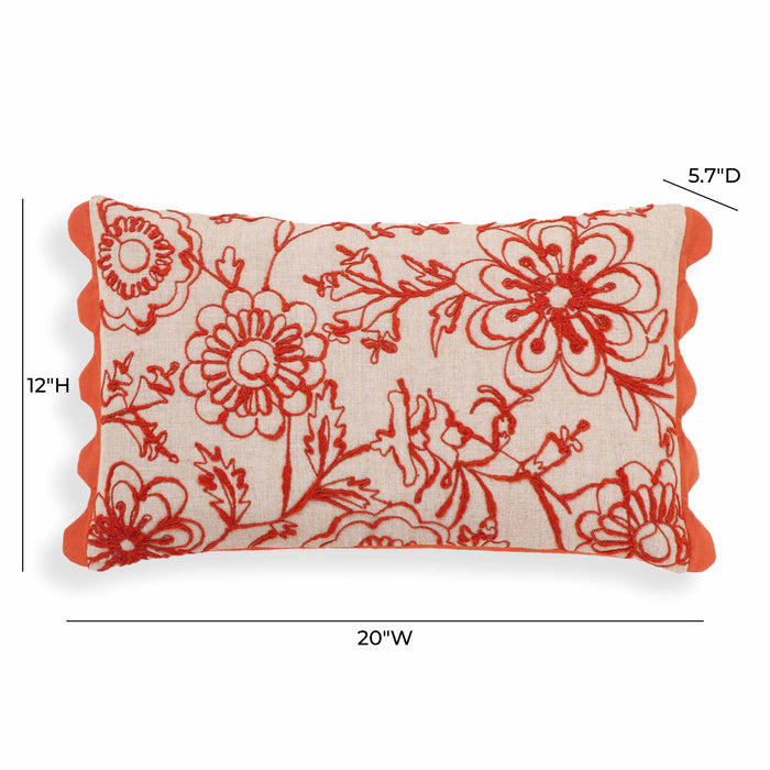 Portia Orange Embroidered Cotton Flex 20 x 12 inch Accent Cushion